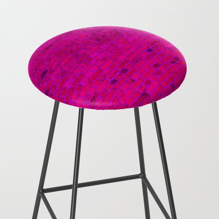 Bright Neon Hot Pink Fuchsia Brick Wall Stool Gallery Image 2