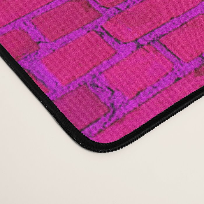 Bright Neon Hot Pink Fuchsia Brick Wall Desk Mat Gallery Image 4