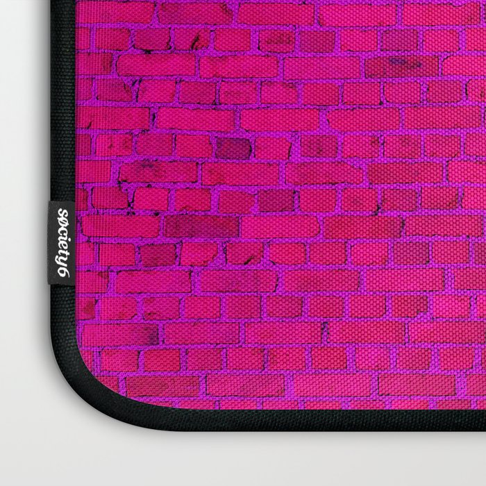 Bright Neon Hot Pink Fuchsia Brick Wall Laptop Sleeve Gallery Image 3