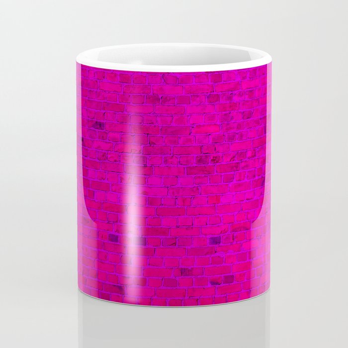 Bright Neon Hot Pink Fuchsia Brick Wall Coffee Mug Gallery Image 4