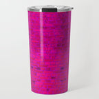 Bright Neon Hot Pink Fuchsia Brick Wall Travel Mug Gallery Image 1