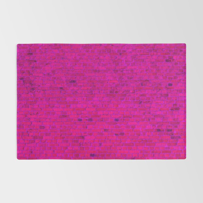Bright Neon Hot Pink Fuchsia Brick Wall Rug Gallery Image 2