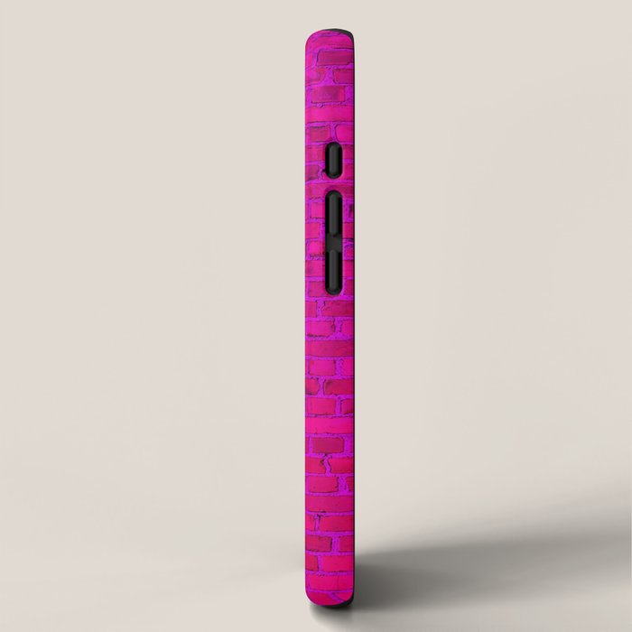Bright Neon Hot Pink Fuchsia Brick Wall iPhone Case Gallery Image 2