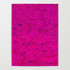 Bright Neon Hot Pink Fuchsia Brick Wall Poster Gallery Image 4