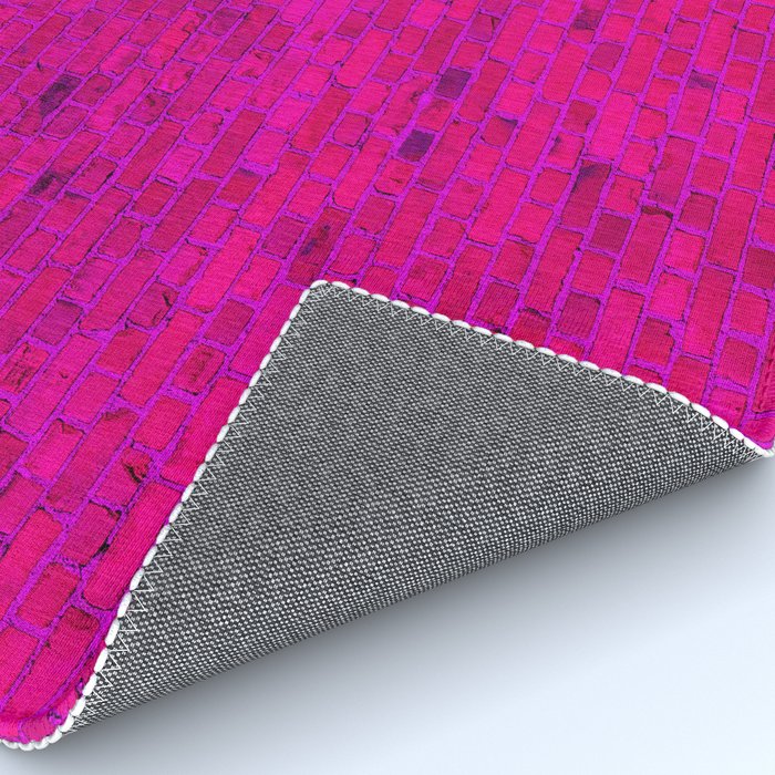Bright Neon Hot Pink Fuchsia Brick Wall Rug Gallery Image 4