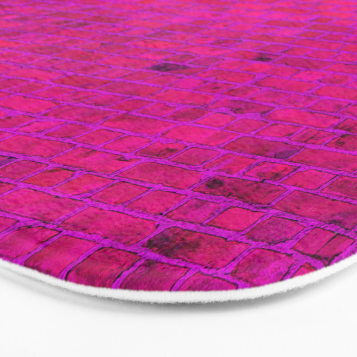 Bright Neon Hot Pink Fuchsia Brick Wall Bath Mat Gallery Image 3
