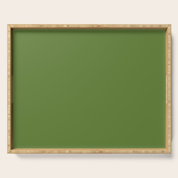 Retro Christmas Olive Green Solid Colour Serving Tray Gallery Image 1