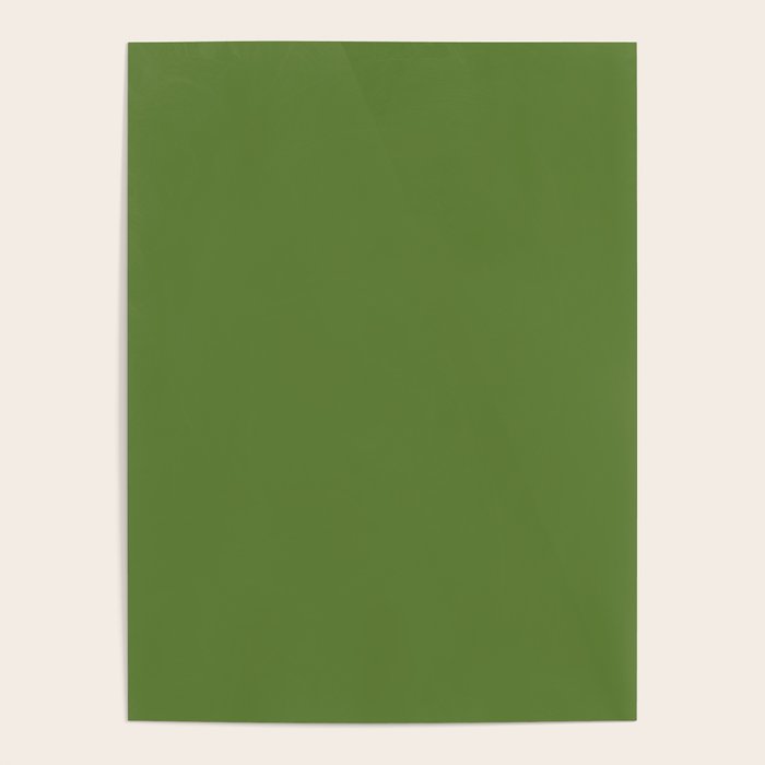 Retro Christmas Olive Green Solid Colour Poster Gallery Image 1