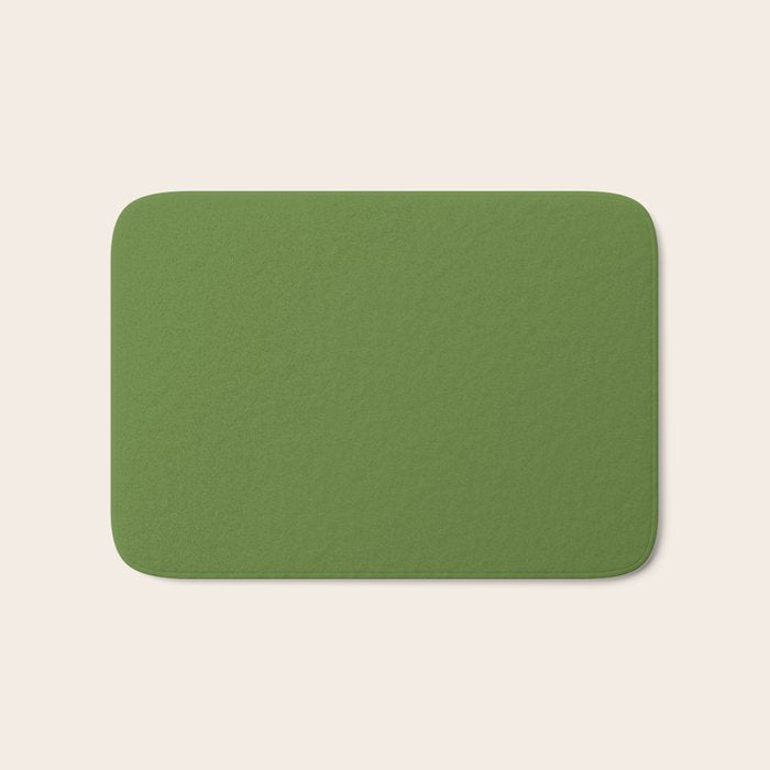 Retro Christmas Olive Green Solid Colour Bath Mat Gallery Image 1