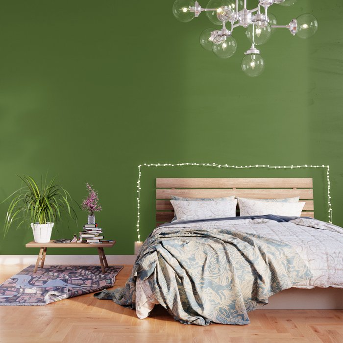 Retro Christmas Olive Green Solid Colour Wallpaper Gallery Image 3
