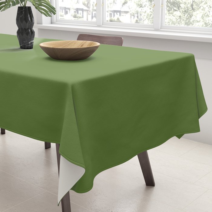 Retro Christmas Olive Green Solid Colour Tablecloth Gallery Image 3