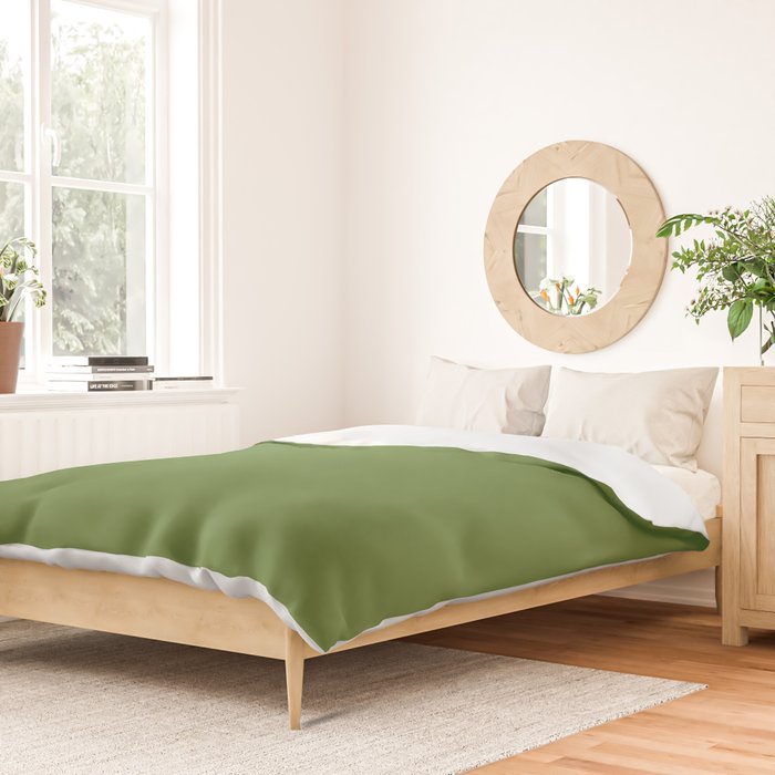 Retro Christmas Olive Green Solid Colour Duvet Cover Gallery Image 2