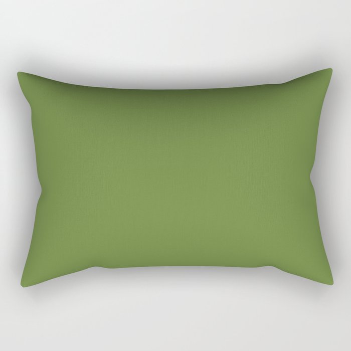 Retro Christmas Olive Green Solid Colour Rectangular Pillow Gallery Image 1