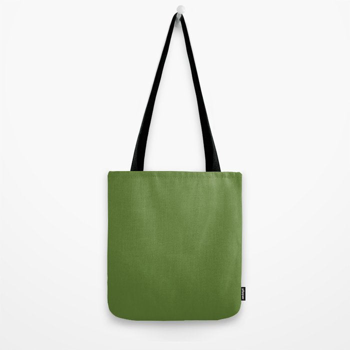 Retro Christmas Olive Green Solid Colour Tote Bag Gallery Image 2