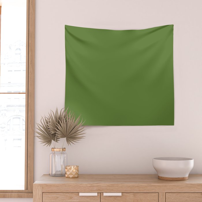 Retro Christmas Olive Green Solid Colour Wall Tapestry Gallery Image 2