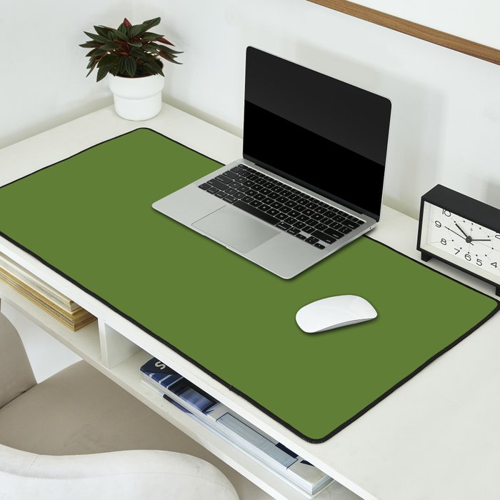 Retro Christmas Olive Green Solid Colour Desk Mat Gallery Image 2