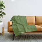 Retro Christmas Olive Green Solid Colour Throw Blanket Gallery Image 1