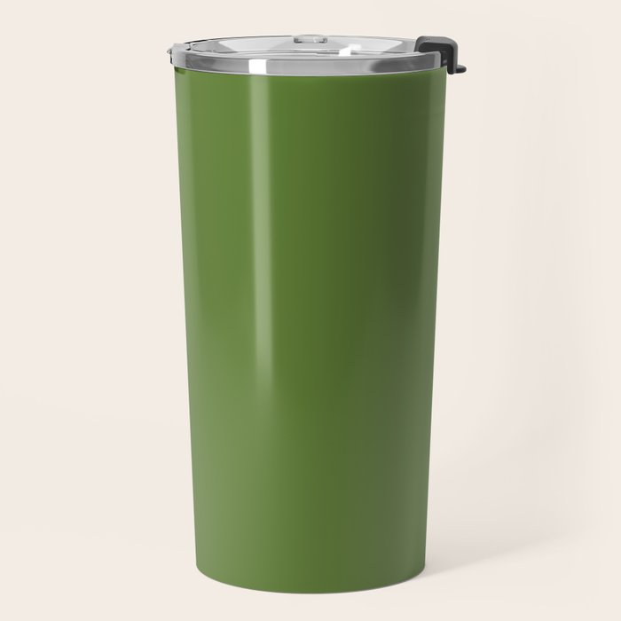 Retro Christmas Olive Green Solid Colour Travel Mug Gallery Image 2