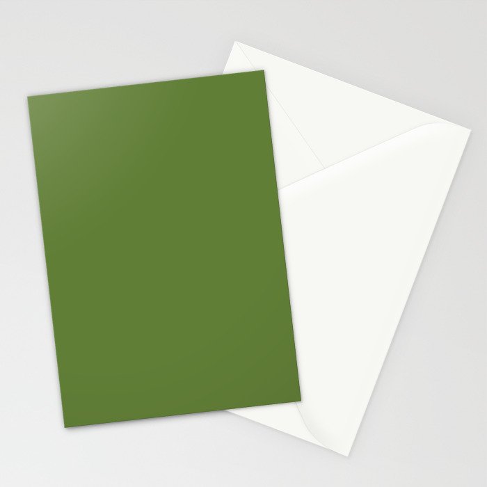 Retro Christmas Olive Green Solid Colour Stationery Card Gallery Image 2
