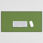 Retro Christmas Olive Green Solid Colour Desk Mat Gallery Image 1