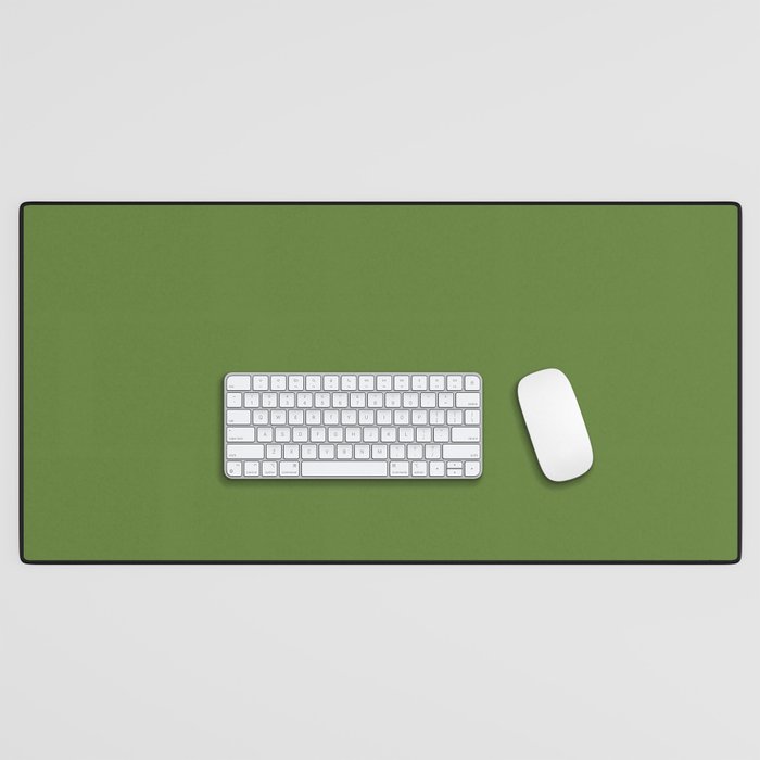 Retro Christmas Olive Green Solid Colour Desk Mat Gallery Image 1