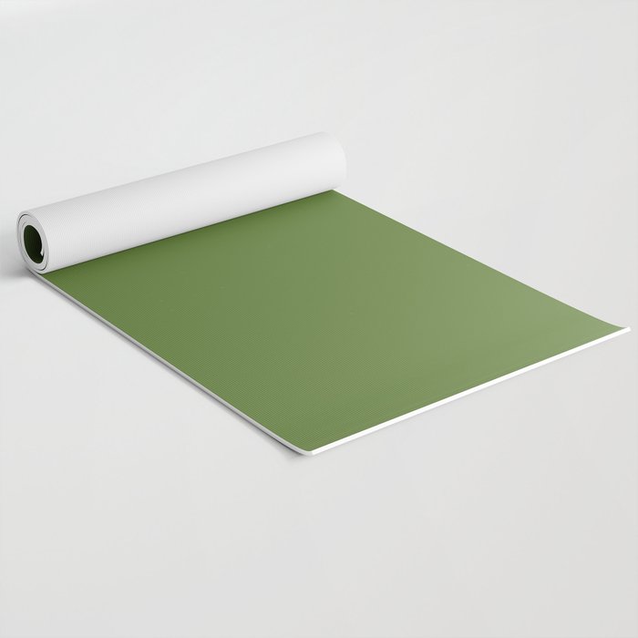 Retro Christmas Olive Green Solid Colour Yoga Mat Gallery Image 2