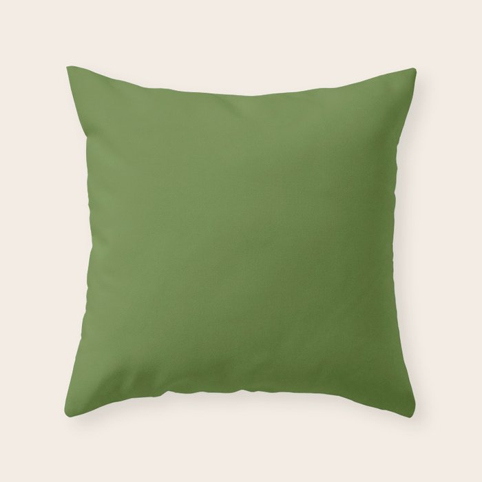 Retro Christmas Olive Green Solid Colour Throw Pillow Gallery Image 1