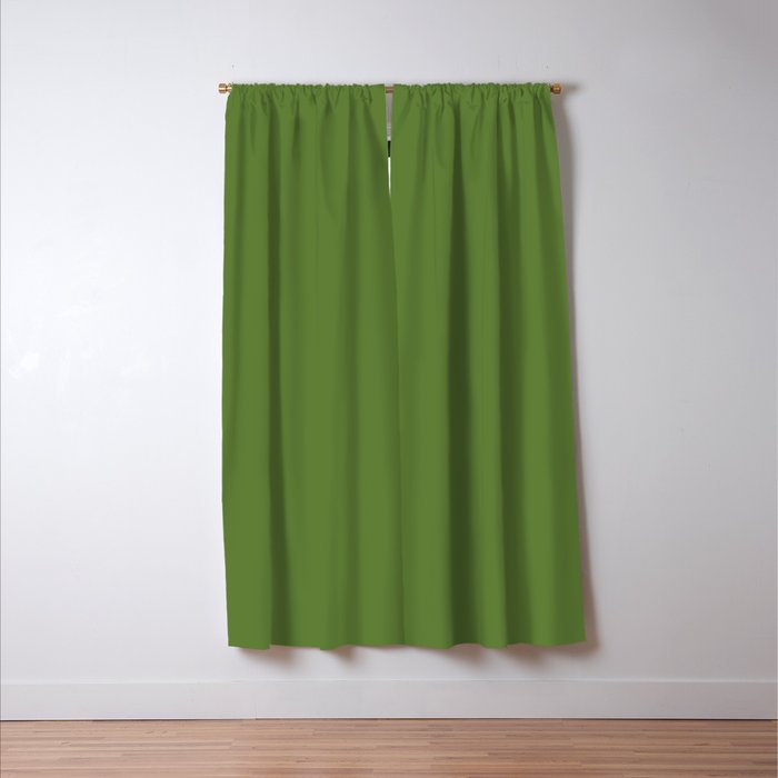 Retro Christmas Olive Green Solid Colour Window Curtain Gallery Image 3