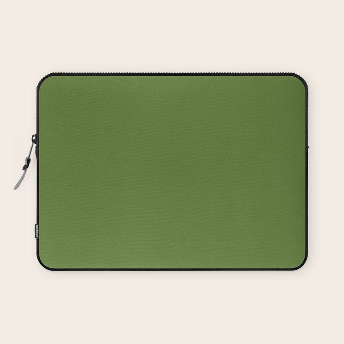 Retro Christmas Olive Green Solid Colour Laptop Sleeve Gallery Image 1
