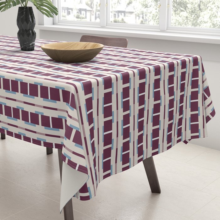 Burgundy Grid Elegance Tablecloth Gallery Image 3