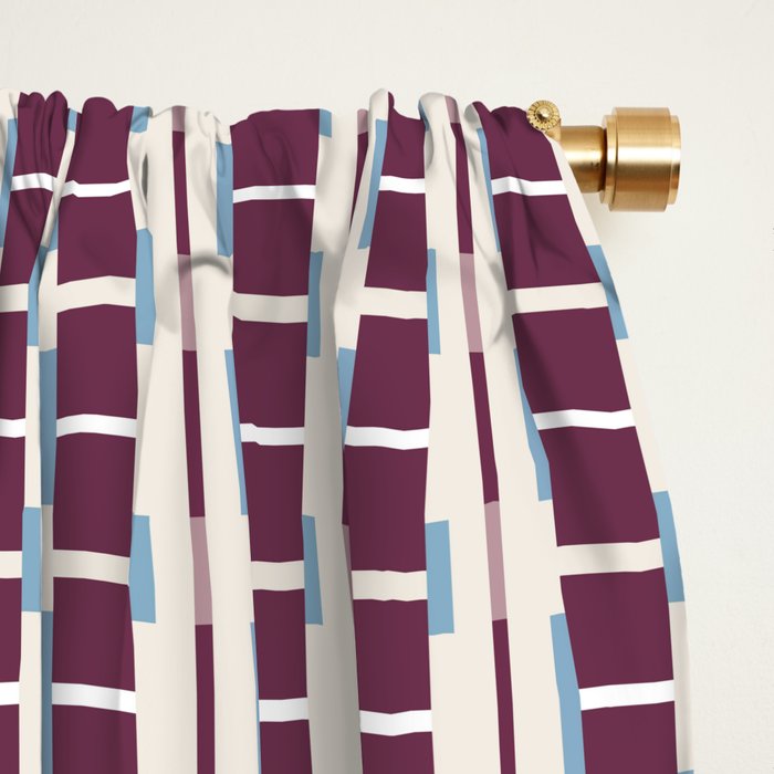Burgundy Grid Elegance Window Curtain Gallery Image 2