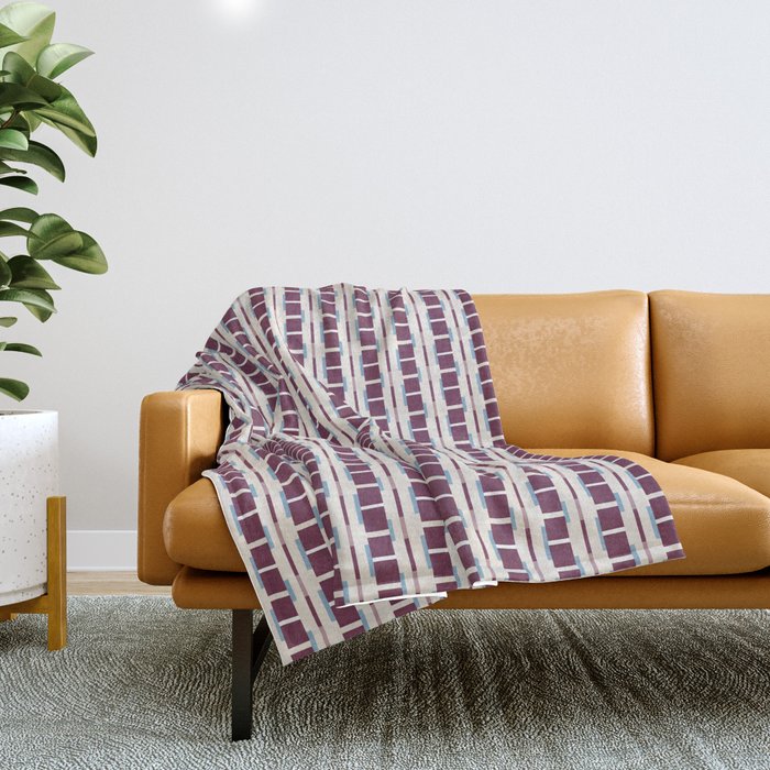 Burgundy Grid Elegance Throw Blanket Gallery Image 1