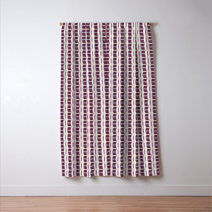 Burgundy Grid Elegance Window Curtain Gallery Image 3