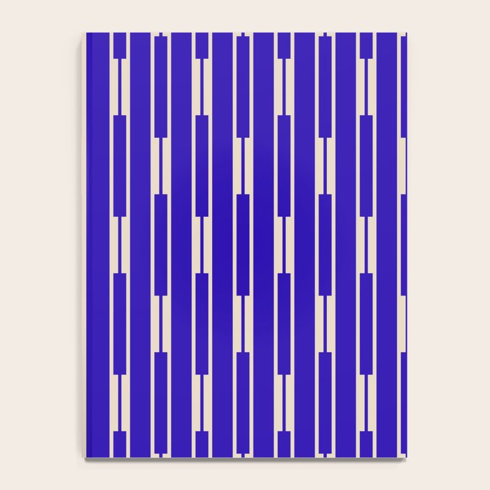 Minimalist Geo Chain Vertical Block Stripe Pattern in Cobalt Blue and Beige Notebook Gallery Image 4