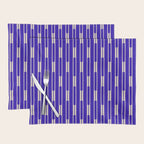 Minimalist Geo Chain Vertical Block Stripe Pattern in Cobalt Blue and Beige Placemat Gallery Image 1