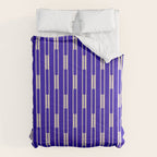 Minimalist Geo Chain Vertical Block Stripe Pattern in Cobalt Blue and Beige Comforter Gallery Image 6