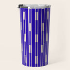 Minimalist Geo Chain Vertical Block Stripe Pattern in Cobalt Blue and Beige Travel Mug Gallery Image 3