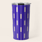 Minimalist Geo Chain Vertical Block Stripe Pattern in Cobalt Blue and Beige Travel Mug Gallery Image 1