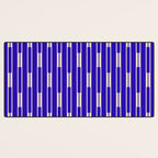 Minimalist Geo Chain Vertical Block Stripe Pattern in Cobalt Blue and Beige Desk Mat Gallery Image 3