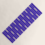Minimalist Geo Chain Vertical Block Stripe Pattern in Cobalt Blue and Beige Yoga Mat Gallery Image 1