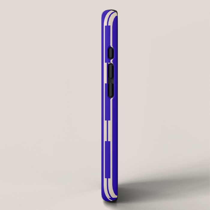 Minimalist Geo Chain Vertical Block Stripe Pattern in Cobalt Blue and Beige iPhone Case Gallery Image 2