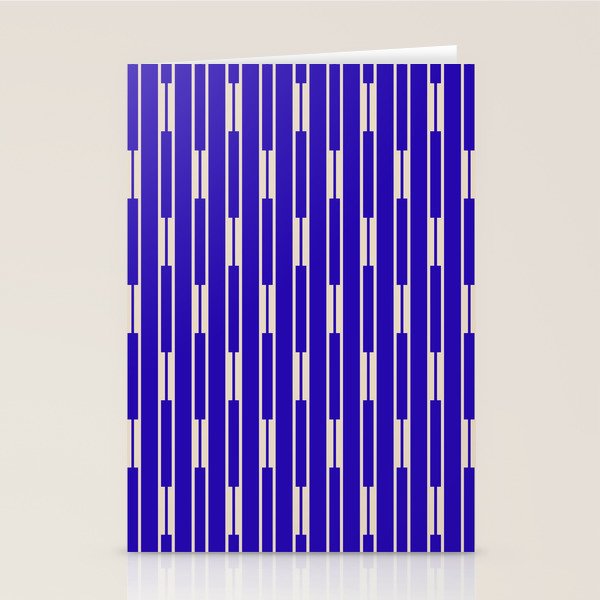 Minimalist Geo Chain Vertical Block Stripe Pattern in Cobalt Blue and Beige Stationery Card Gallery Image 1