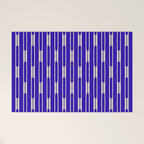 Minimalist Geo Chain Vertical Block Stripe Pattern in Cobalt Blue and Beige Welcome Mat Gallery Image 1