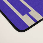 Minimalist Geo Chain Vertical Block Stripe Pattern in Cobalt Blue and Beige Desk Mat Gallery Image 4