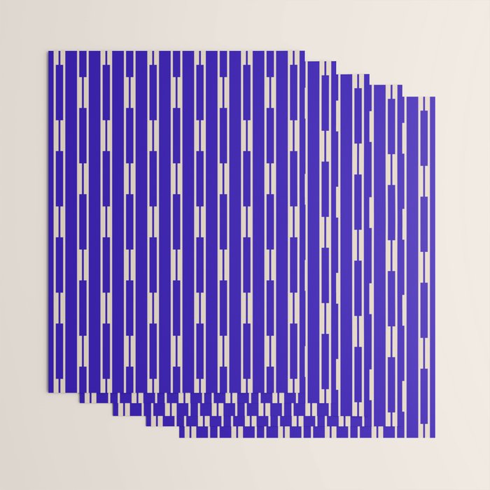 Minimalist Geo Chain Vertical Block Stripe Pattern in Cobalt Blue and Beige Wrapping Paper Gallery Image 3