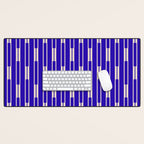 Minimalist Geo Chain Vertical Block Stripe Pattern in Cobalt Blue and Beige Desk Mat Gallery Image 1