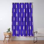 Minimalist Geo Chain Vertical Block Stripe Pattern in Cobalt Blue and Beige Window Curtain Gallery Image 5