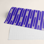 Minimalist Geo Chain Vertical Block Stripe Pattern in Cobalt Blue and Beige Wrapping Paper Gallery Image 2