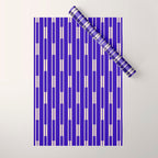 Minimalist Geo Chain Vertical Block Stripe Pattern in Cobalt Blue and Beige Wrapping Paper Gallery Image 1
