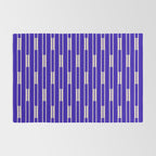 Minimalist Geo Chain Vertical Block Stripe Pattern in Cobalt Blue and Beige Rug Gallery Image 2
